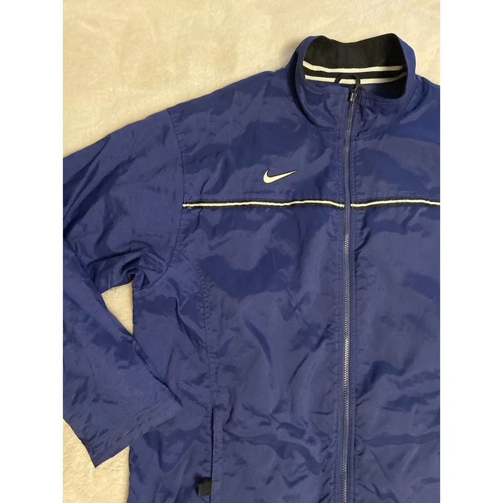 Vtg NIKE Team Sport Men's XXL Coat Jacket Heavy Nylon Blue Zip Sports Parka